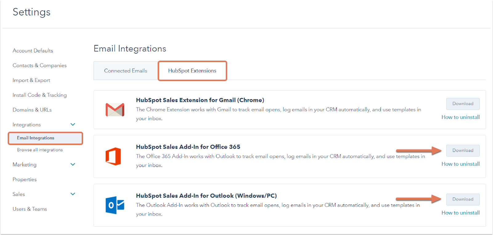 HubSpot email integration